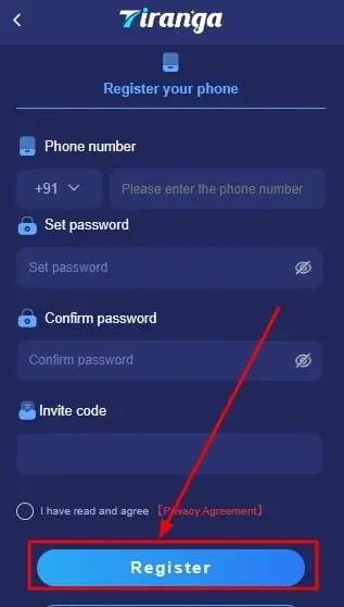 Click On Register button